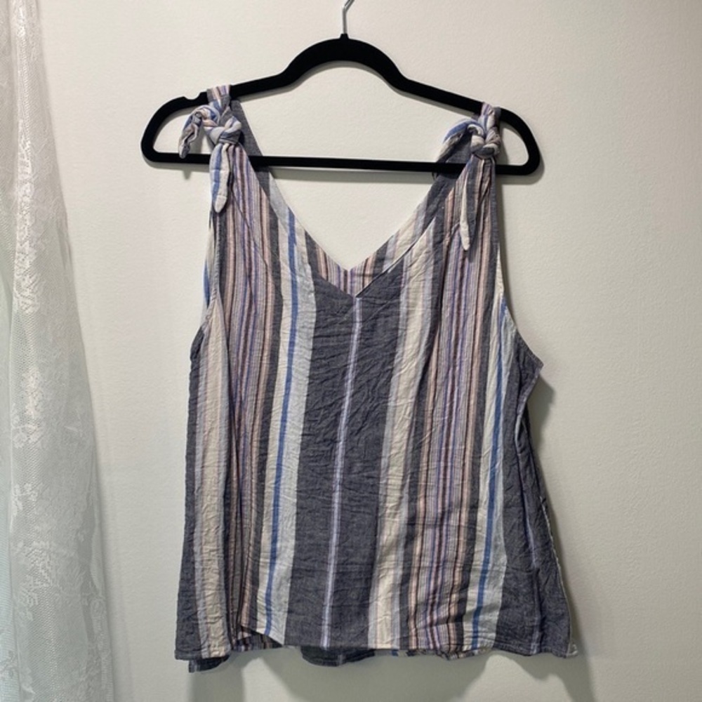 🇺🇸 A New Day Linen Tank Top with Tie Detail, Size XL ❤️🤍💙